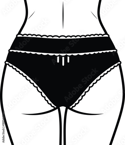 Female Lingerie Back View Line Art Vector