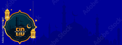 Eid poster background vector illustration. Ramadan Kareem Design Background. Islamic festival poster. Editable stroke.