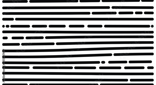Abstract pattern of thick black horizontal lines and dashes of varying lengths on a white background for minimalist graphic textures.