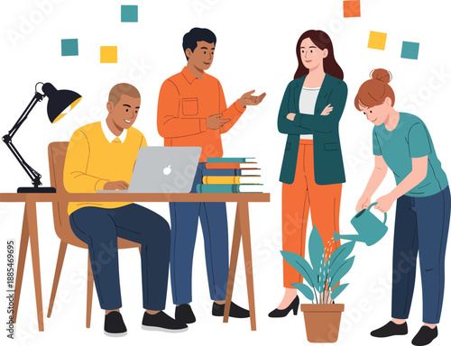 Office Team Working Together Illustration Vector