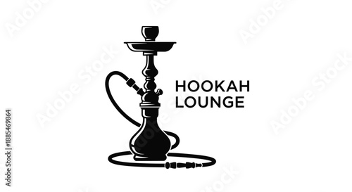 Minimalist black and white logo for a hookah lounge featuring a stylized hookah silhouette and bold sans-serif text on white.