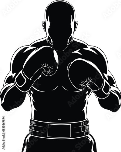 Boxer Fighter Muscle Silhouette Vector
