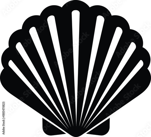 Seashell Scallop Silhouette Vector Icon
