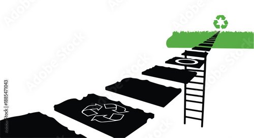 Eco friendly recycling process transforming materials into sustainable products green environmentally responsible concept illustration