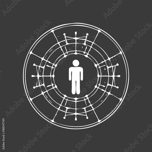 human,digital,system,technology,modern,business,concept,network,connection,abstract,corporate,workflow,global,icon,vector,minimal,design,illustration