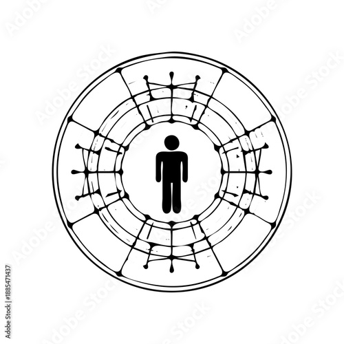 human,digital,system,technology,modern,business,concept,network,connection,abstract,corporate,workflow,global,icon,vector,minimal,design,illustration