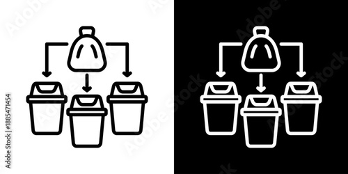 Waste Sorting Icon Of Line Black And White Style