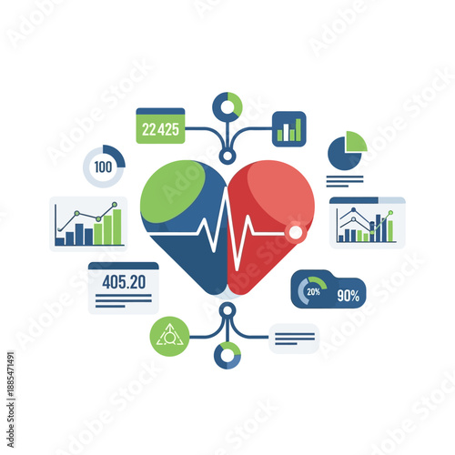 Heart with ECG Line Graph.