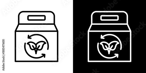 Eco Packaging Icon Of Line Black And White Style