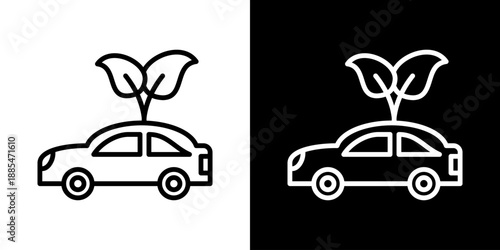 Green Transport Icon Of Line Black And White Style