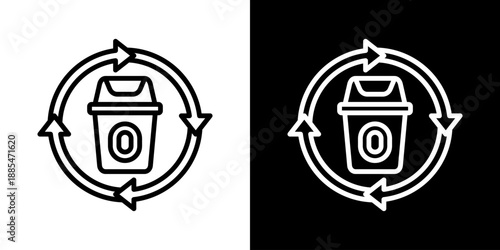 Zero Waste Icon Of Line Black And White Style