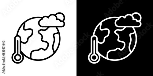 Climate Action Icon Of Line Black And White Style