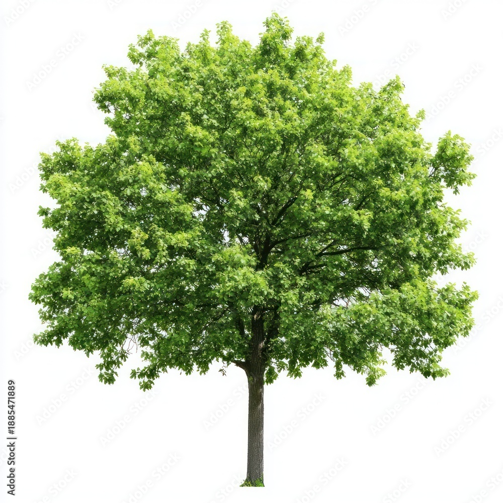 Obraz premium Real summer tree isolated green silhouette.