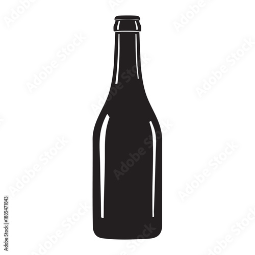 Glass bottle silhouette vector illustration isolated on white background for beverage packaging design wine beer soda container symbol liquid storage glassware element drink marketing materials