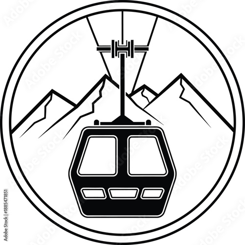 Cable Car Mountain Logo Vector Illustration
