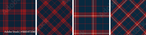 Autumn seamless plaid pattern set. tartan checkered fabric fashion texture background.