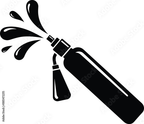 Fire Extinguisher Spray Silhouette Vector Illustration