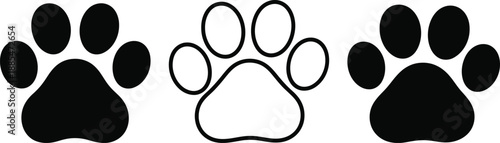 Three animal paw prints side by side