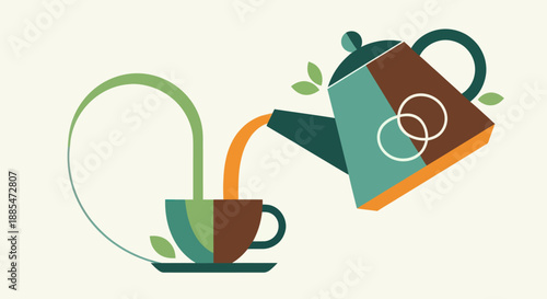 Abstract tea pouring illustration