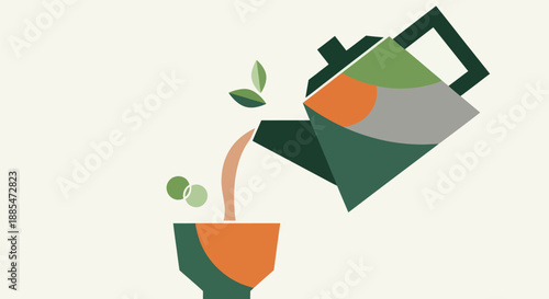 Abstract tea pouring illustration