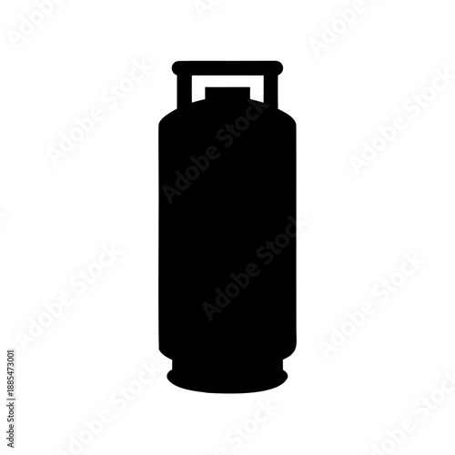 Minimalist silhouette illustration of a portable propane or gas cylinder with handle