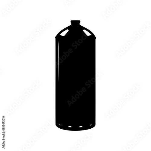 Black silhouette of large cylindrical plastic jug with handle and multiple holes