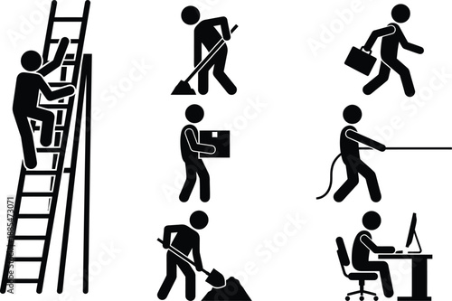 Different people working on various tasks