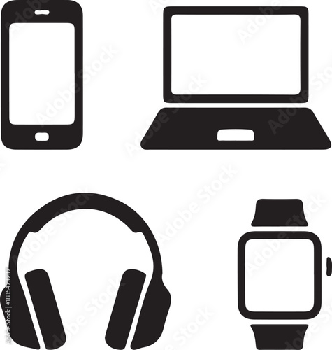 electronic technology device four icon set vector illustration 