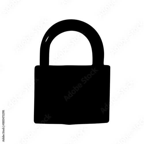 Simplified Black Silhouette Drawing of a Padlock for Security Purposes