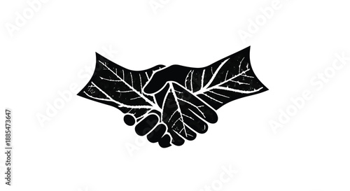 Handshake leaf eco friendly partnership collaboration symbol black icon graphic