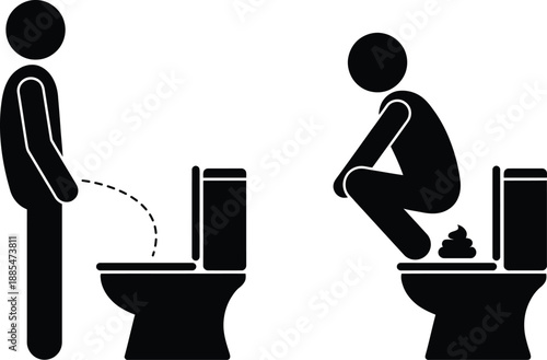 Proper and improper toilet usage illustrated