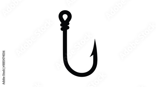 a simple black fishing hook illustration isolated on white background silhouette