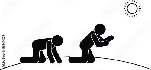 People practicing yoga outdoors under the sun