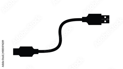 a black usb cable outline against a white background simple silhouette