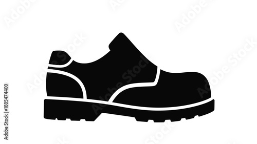 a black silhouette of a sturdy work boot with a thick sole