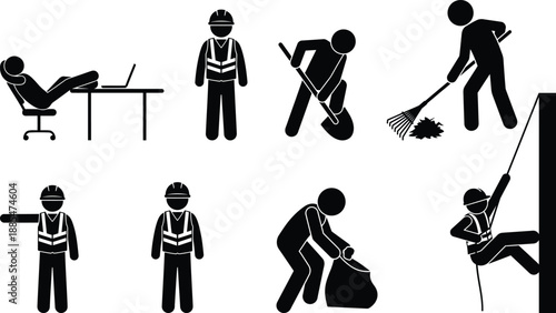Various workers performing different tasks
