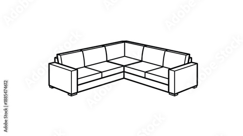 a modern sectional sofa design shown as a clean black and white silhouette