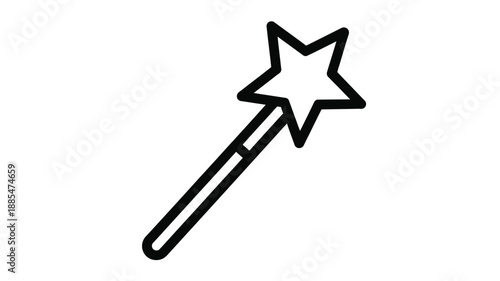 a simple black and white magic wand illustration a whimsical silhouette