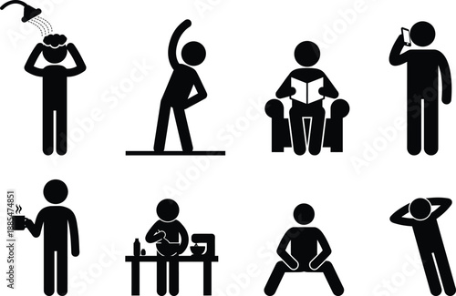 Daily routine activities of person