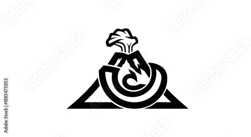 Abstract volcano symbol on white background
