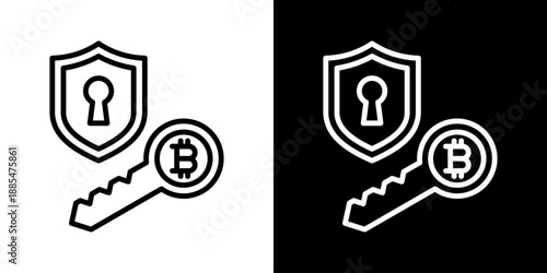 Private Key Icon Of Line Black And White Style