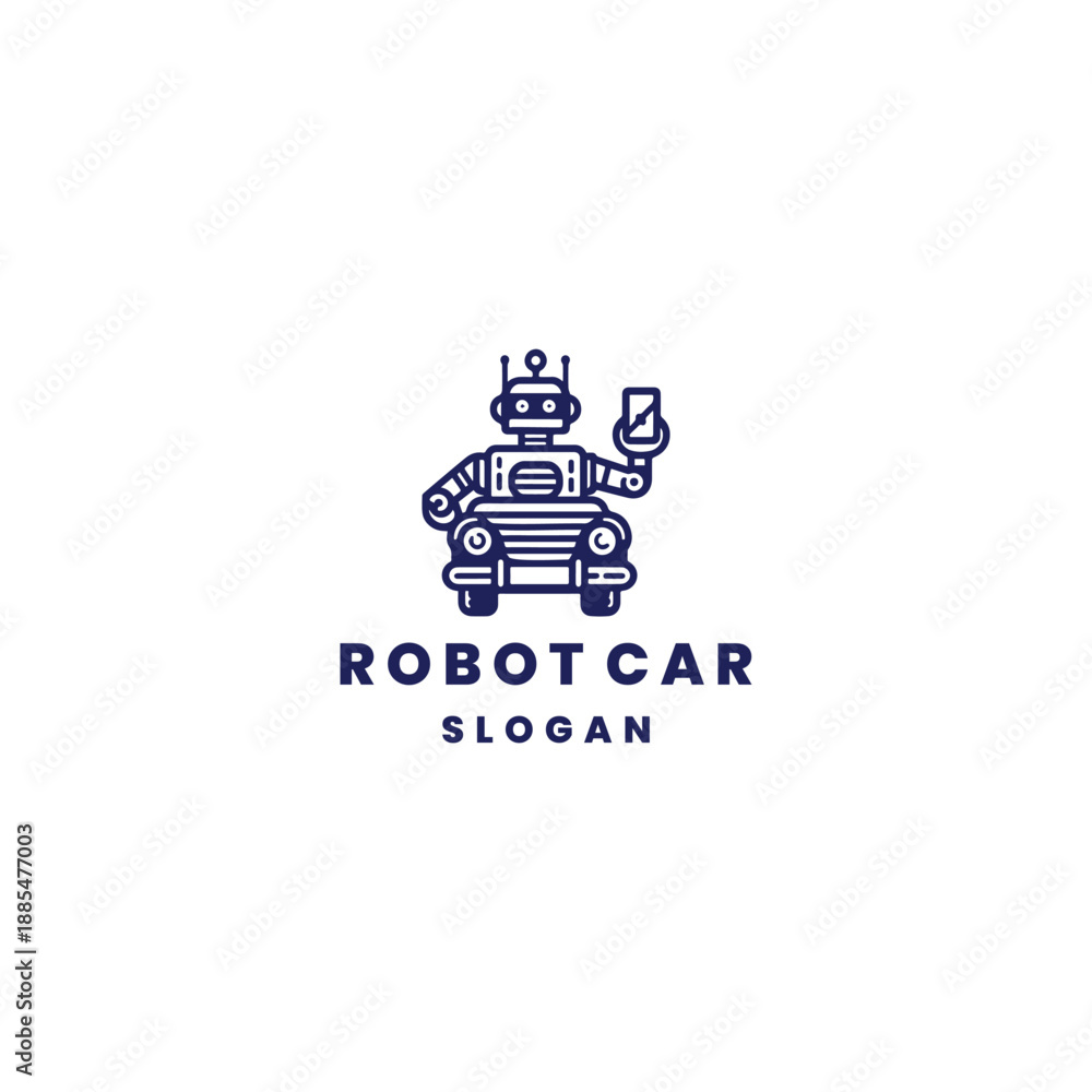 Fototapeta premium Robot car logo template vector illustration design