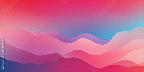 Modern abstract wave illustration featuring red, blue and pink smooth layered curves