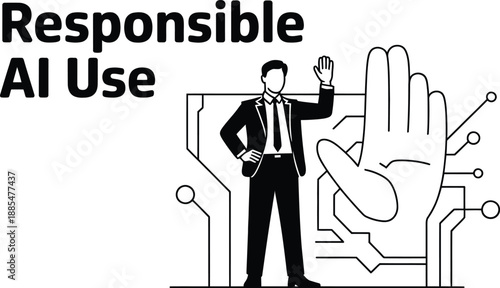 Responsible AI Use: Man and Hand Symbolizing Ethical Technology Integration