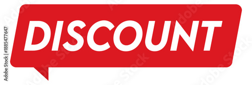 Red discount label speech bubble for promotion template. PNG