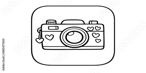 A professional digital camera icon vector featuring a modern lens design and photography equipment symbols for web interface technology and artistic picture shoot illustration