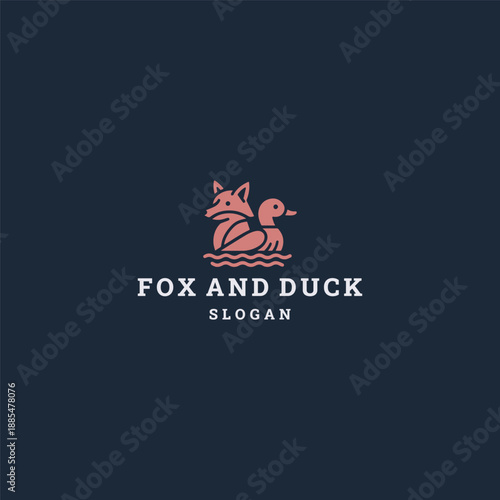 Fox and duck logo template vector illustration design