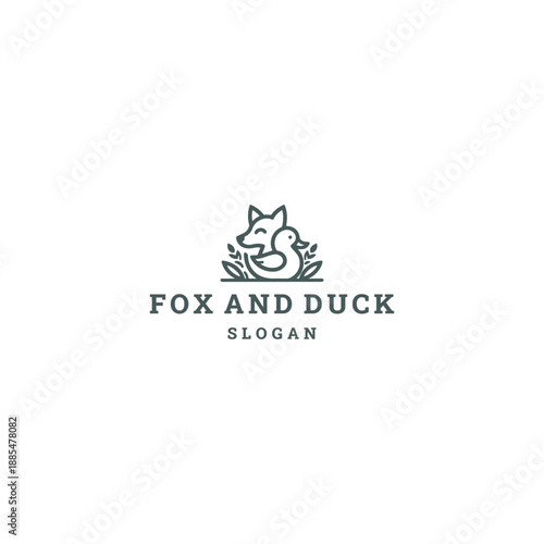 Fox and duck logo template vector illustration design