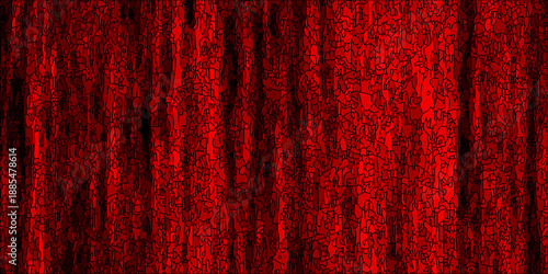 A dark vintage red wood texture features an aged grunge pattern with a dirty paint design on an old grungy wooden background for a horror art wallpaper backdrop