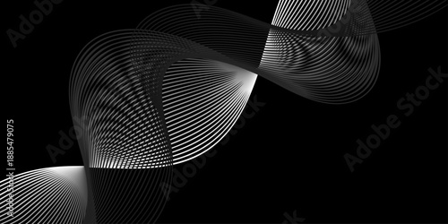 Abstract black and white background with a 3d vector sphere design featuring a tech fingerprint pattern and light globe illustration